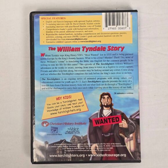 The Torchlighters William Tyndale Story DVD Christian Animated - Picture 3 of 3